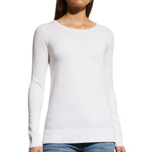 Neiman Marcus Cashmere Collection Crewneck Superfine Cashmere Sweater, XS, White